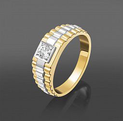 продажа Мужское золотое кольцо с бриллиантом 0.41Ct в салоне «Emporium Gold»